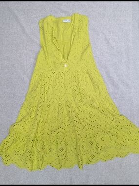 Civico 51 Womens Medium Lime Eyelet Asymmetrical Summer Dress